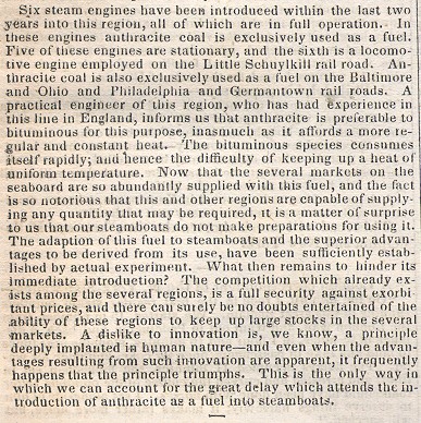 Niles Register Coal Article