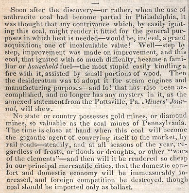 Niles Register Coal Article